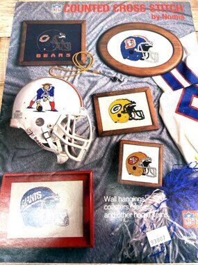 NFL Counted Cross Stitch Pattern Book By Nomis For Wall Hangings Coasters & More